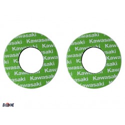 Paire de donuts vert pour poignées. Type Kawasaki.