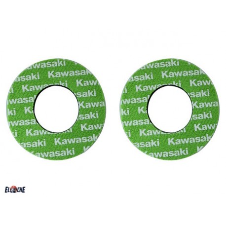 Paire de donuts vert pour poignées. Type Kawasaki.